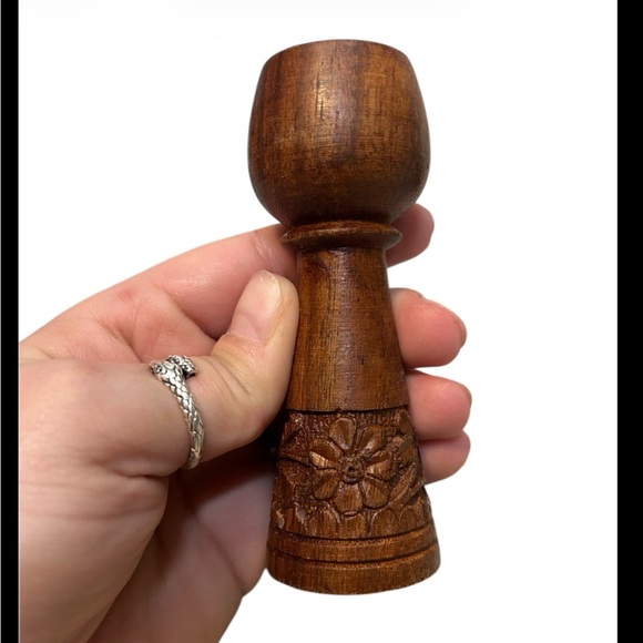 Other - Hand Carved Intricate Floral Wood Made In India 4” Candle Holders